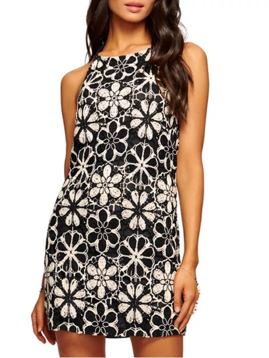 Ramy Brook Dresses & Skirts - Ramy Brook Irina Floral Crochet Halter Mini Dress Black White Sz L